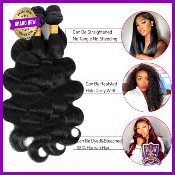 4 Bundle Brazilian Virgin Hair Extensions Body Wave 20-26 Inch Quick Weave